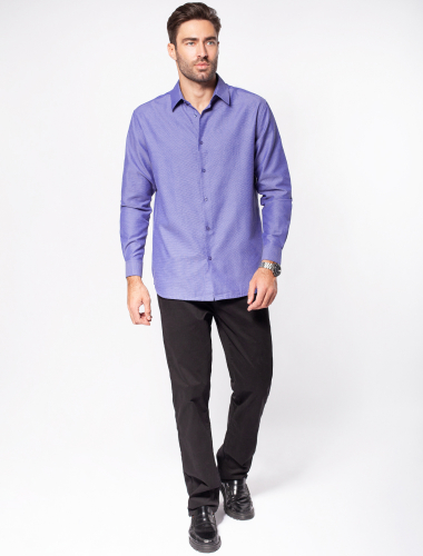Рубашка мужская с контрастными внутренними элементами из фактурного хлопка с ПЭ