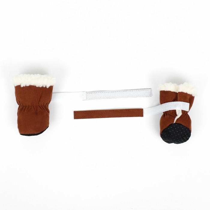 Ботинки для животных «На прогулку», набор 4 шт., размер 1, коричневые