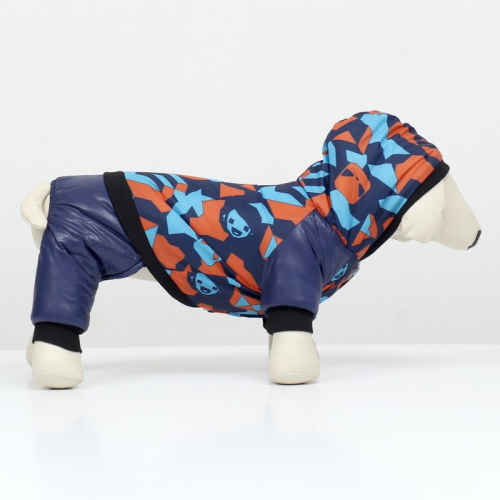 Комбинезон для собак на меховом подкладе с капюшоном, размер M  (ДС 26, ОШ 32, ОГ 44 см