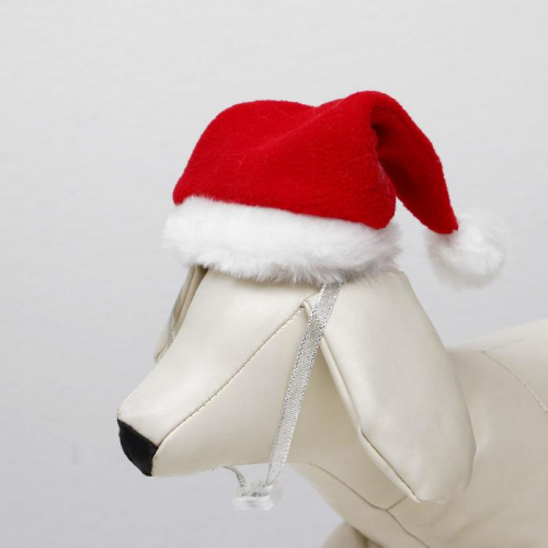 Колпак новогодний для собак, S-M (высота 15 см, обхват головы 25 см), микс