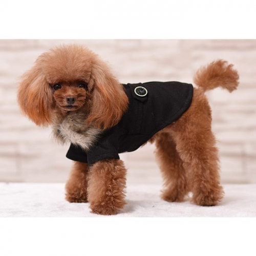 Пальто для собак, размер XS (ДС 20, ОГ 29-30, ОШ 20-21 см), чёрное