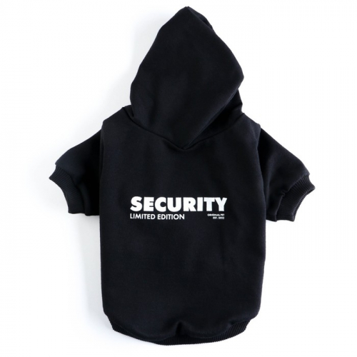 Толстовка Security для собак (футер), размер XS (ДС 18, ОШ 28-30, ОГ 38-40), чёрная