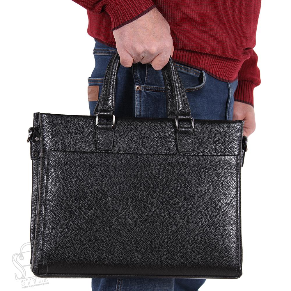 Портфель мужской кожаный 8815-4H black Heanbag/20(дефект)