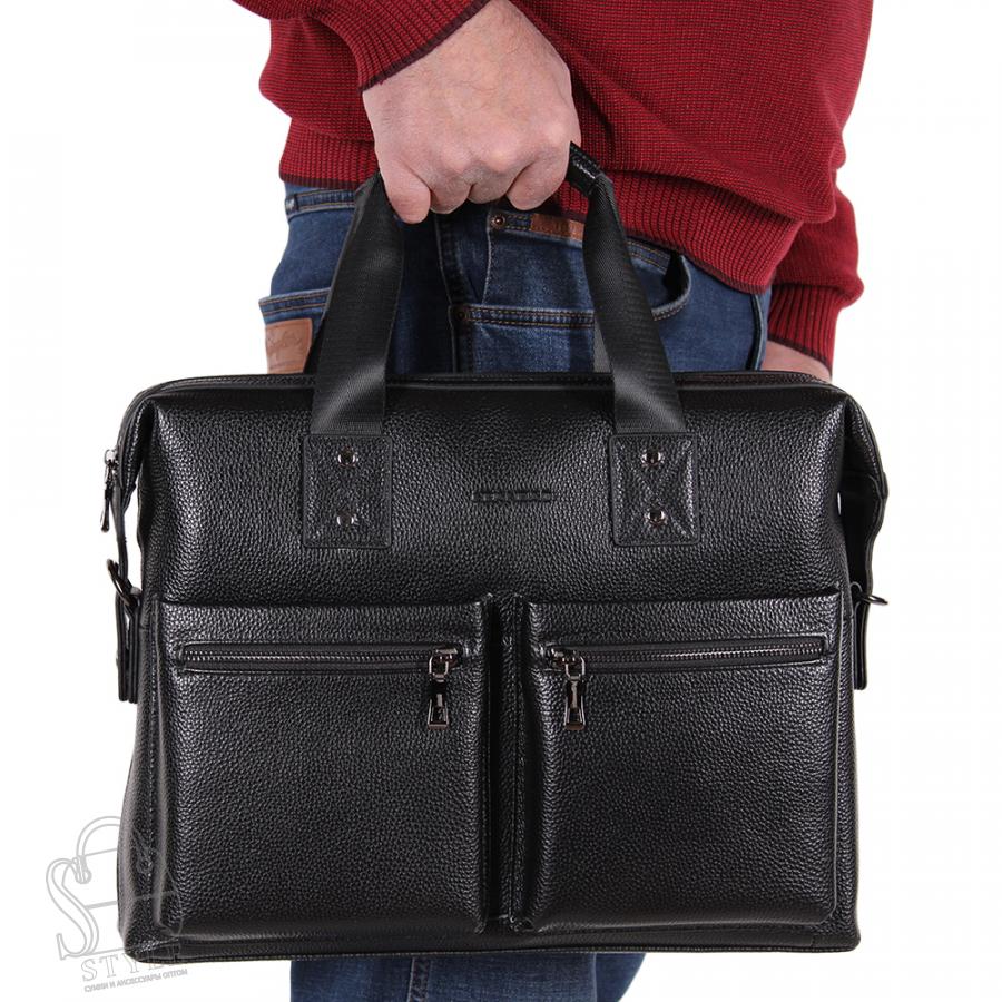 Портфель мужской кожаный 8919-3H black Heanbag