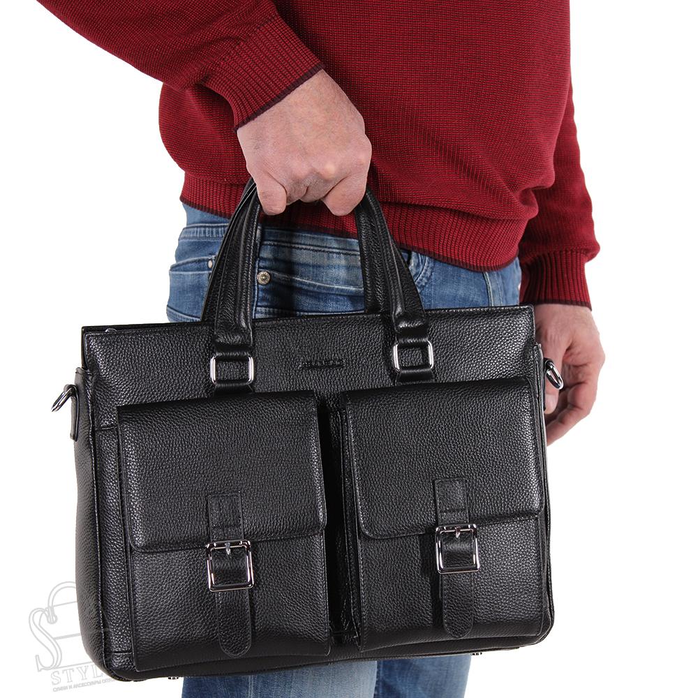 Портфель мужской кожаный 2093BSH black Heanbag
