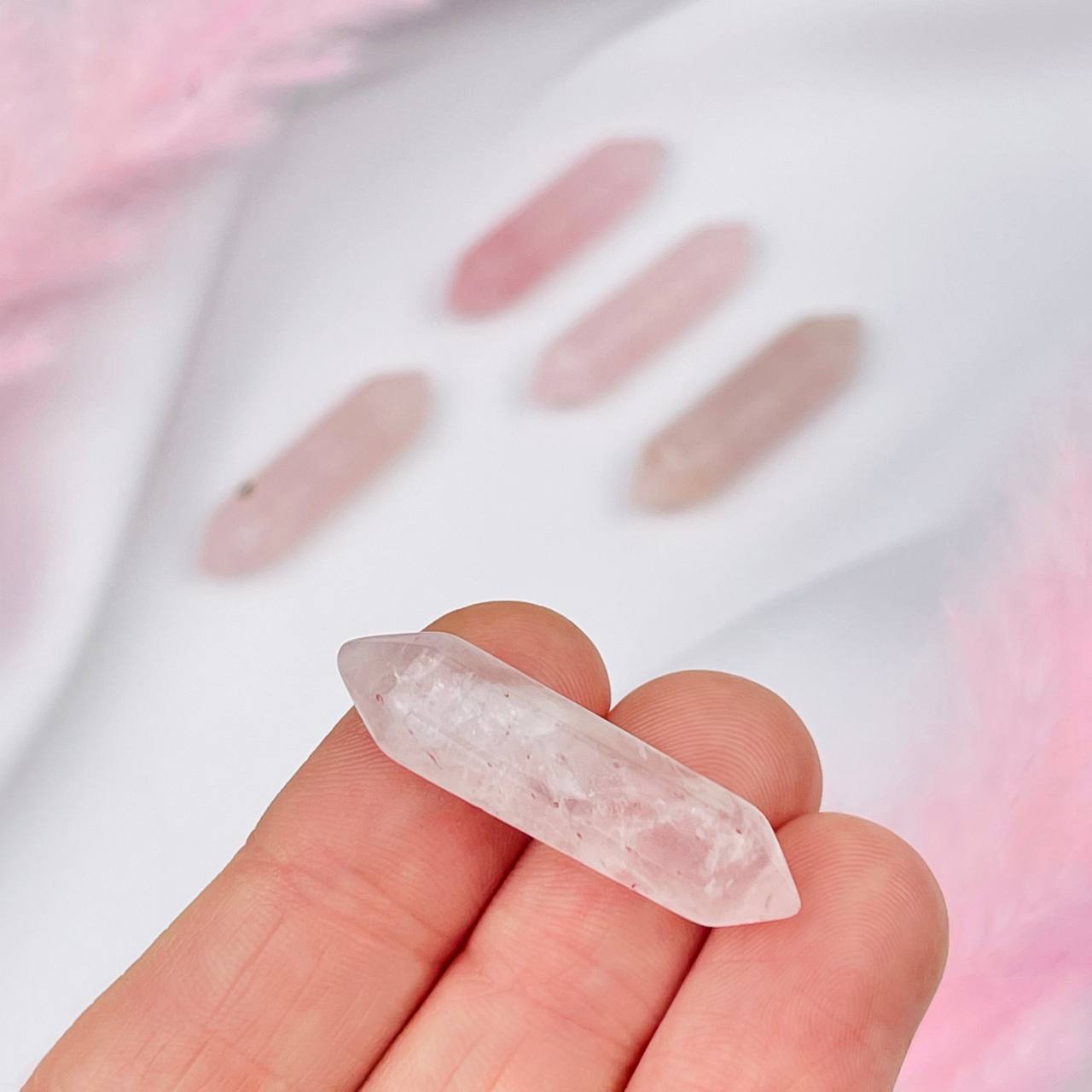 Радуга Самоцветов Кристалл двухконечный из Розового кварца