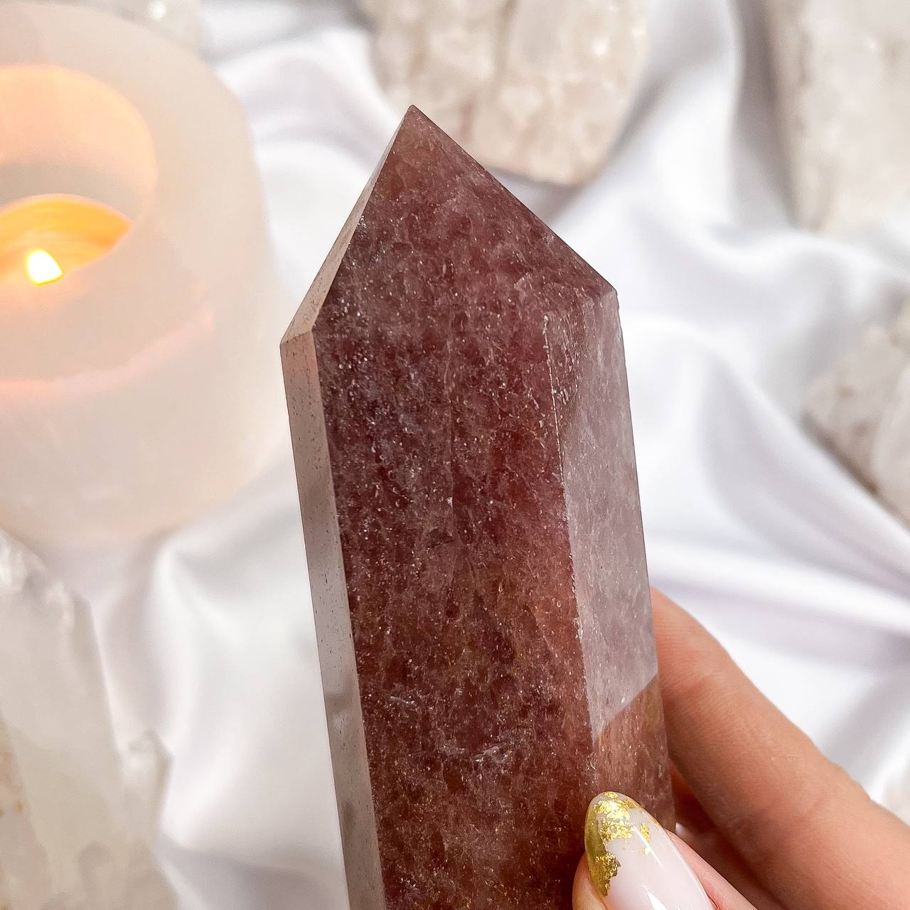 Радуга Самоцветов Кристалл-Генератор из Клубничного кварца