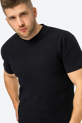 Мужская футболка из хлопка с лайкрой с V-вырезом