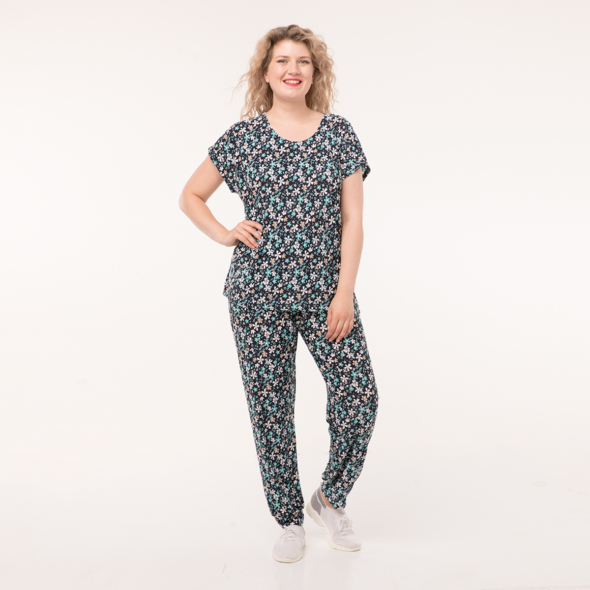 ст. цена1400руб.! Костюм, трикотаж, блуза, брюки, бирюзовый