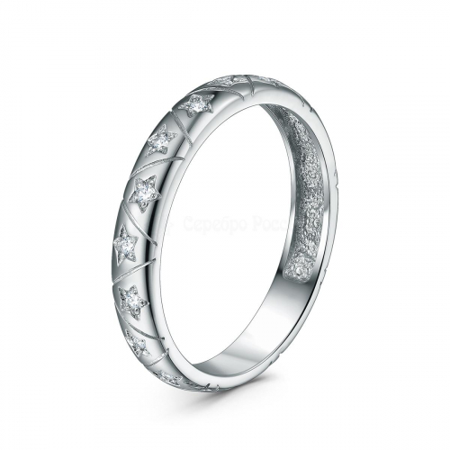 Кольцо из серебра с фианитами родированное - Звёзды 04-301-0227