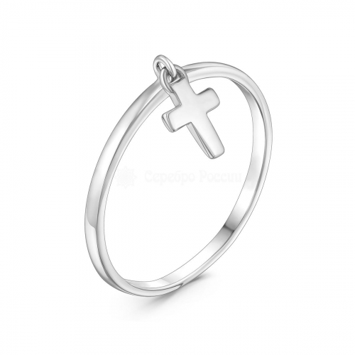Кольцо женское из серебра родированное - Крест