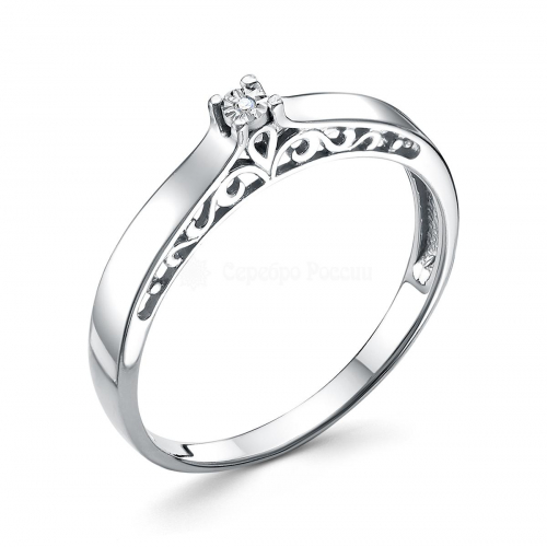 Кольцо из серебра с бриллиантом родированное