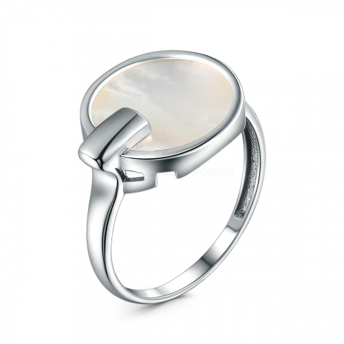 Кольцо из серебра с перламутром родированное к-4326-Р