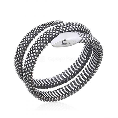 Кольцо из чернёного серебра - Змея