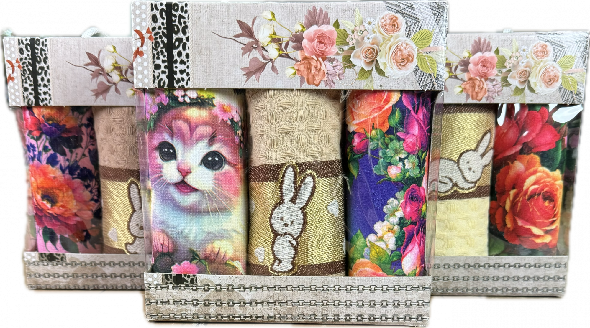 Набор полотенце и салфетки С ПРАЗДНИКОМ 3 пр р-р 40х60 1 шт и 25х25 2 шт