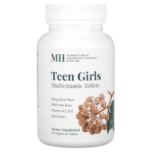 Michaels Naturopathic, Таблетки для девочек-подростков, ежедневные поливитамины, 90 вегетарианских таблеток