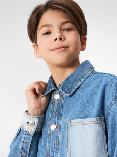 Куртка джинсовая детская для мальчиков Motomoto синий