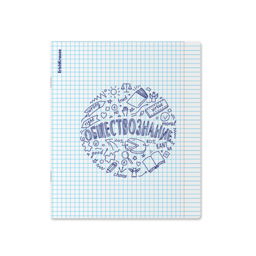 Тетрадь общая ученическая с пластиковой обложкой на скобе ErichKrause Chaos, Обществознание, 48 листов, клетка
