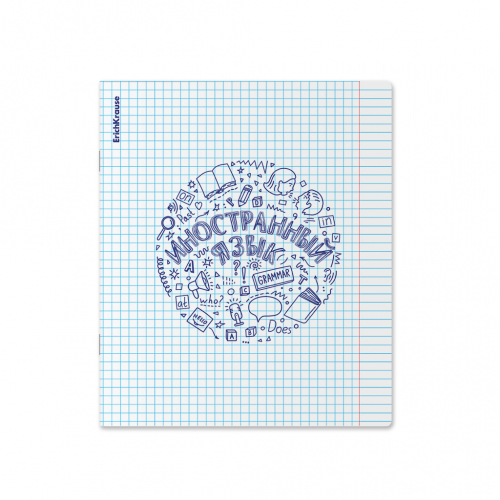 Тетрадь общая ученическая с пластиковой обложкой на скобе ErichKrause Chaos, Иностранный язык, 48 листов, клетка