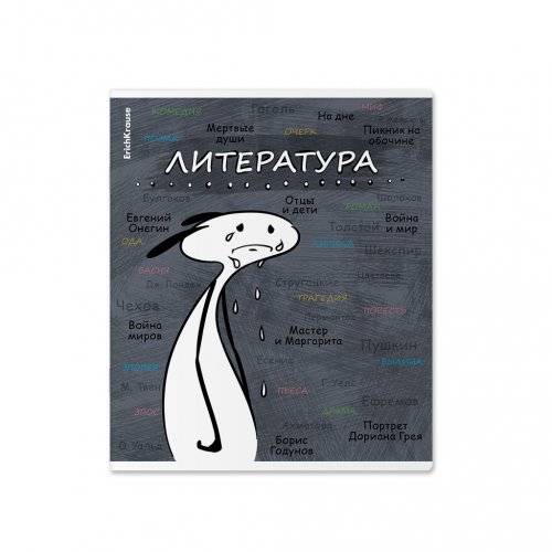Тетрадь общая ученическая с пластиковой обложкой на скобе ErichKrause Чубрик, Литература, 48 листов, линейка