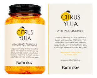 Эссенция ампульная освежающая с экстрактом юдзу FARMSTAY Citrus Yuja Vitalizing Ampoule 250мл