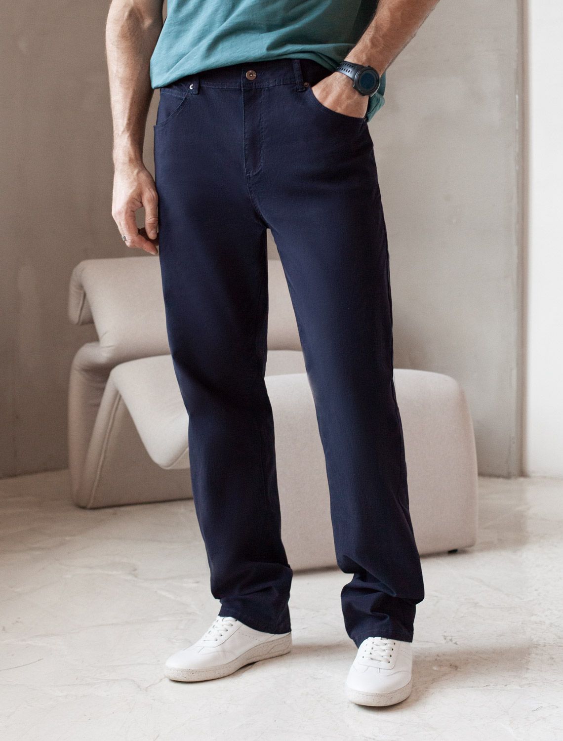 Брюки из плотного хлопка с эластаном