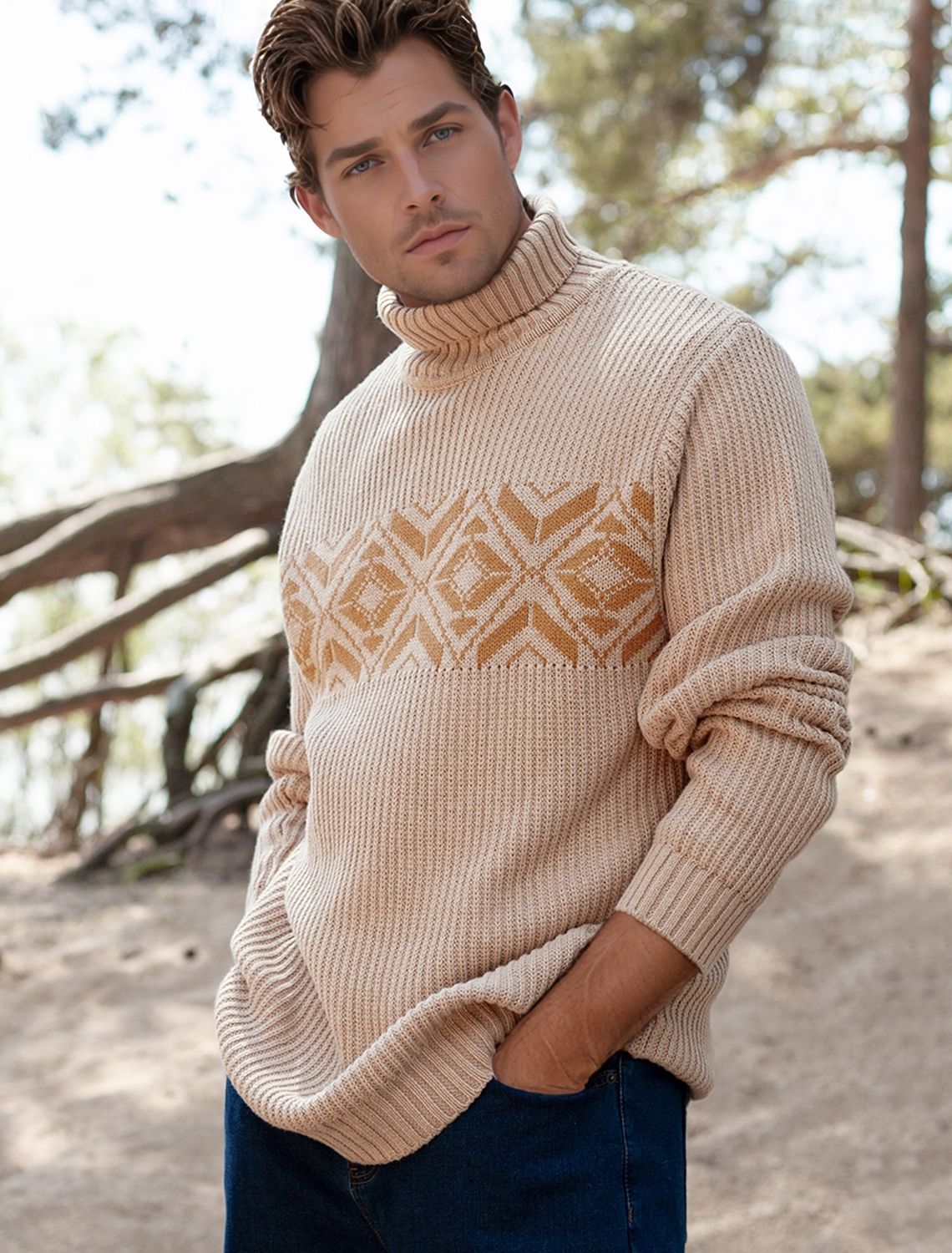 Свитер крупной фактурной вязки из мягкой пряжи из хлопка с акрилом