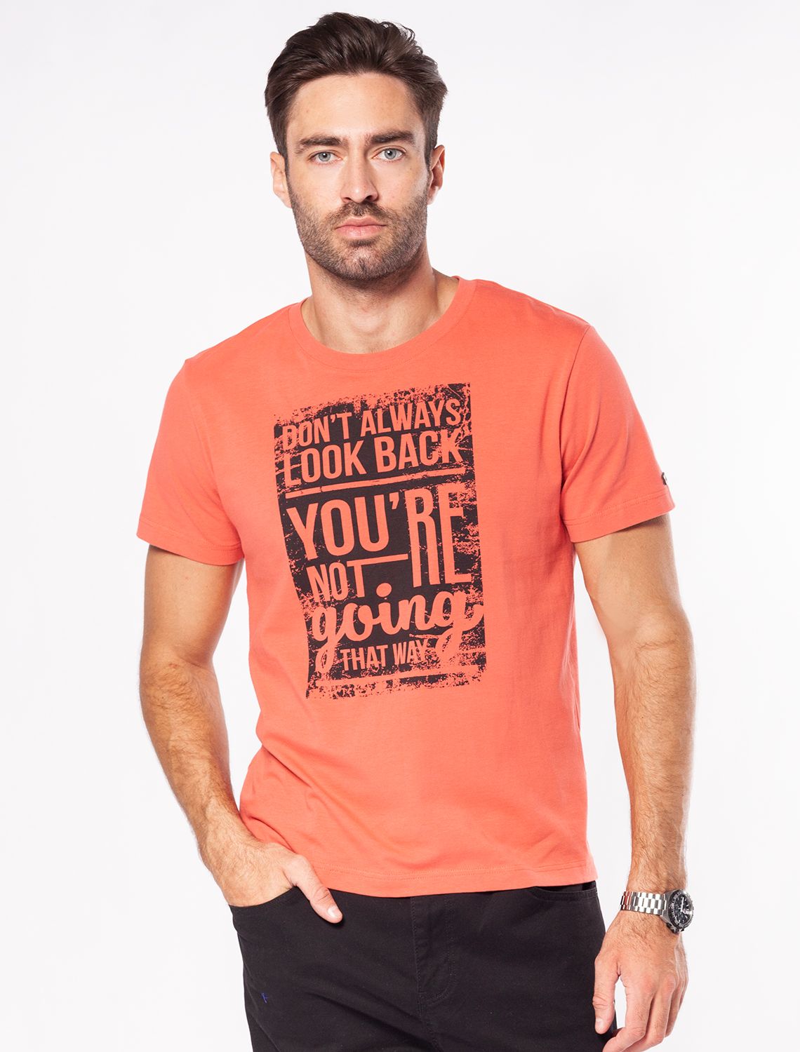 Было:1050руб. АКЦИЯ:890руб. Футболка мужская коралловая с принтом