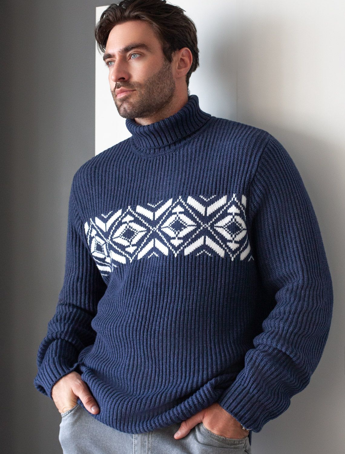 Свитер крупной фактурной вязки из мягкой пряжи из хлопка с акрилом