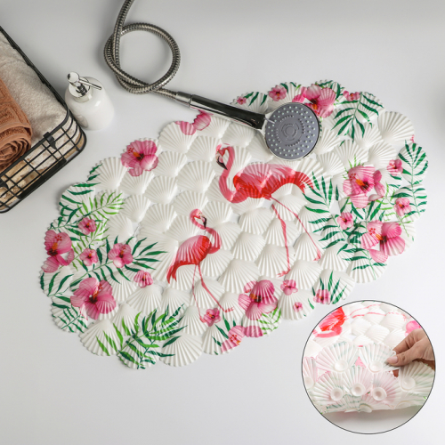 SPA-коврик для ванны на присосках Доляна «Фламинго», 37×67 см