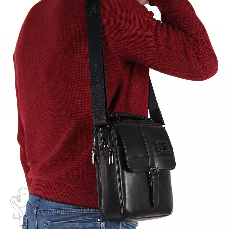 Сумка мужская кожаная 1556SG black Fuzhinino