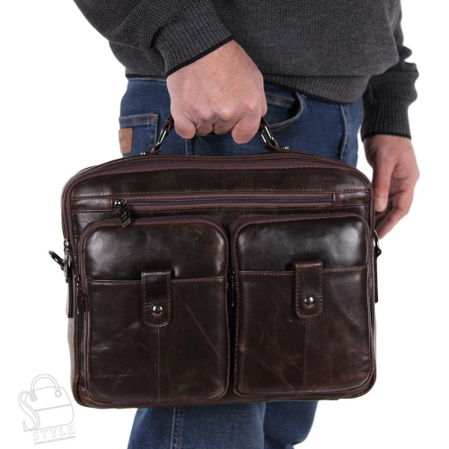 Портфель мужской кожаный 66305LG brown Fuzhibiao