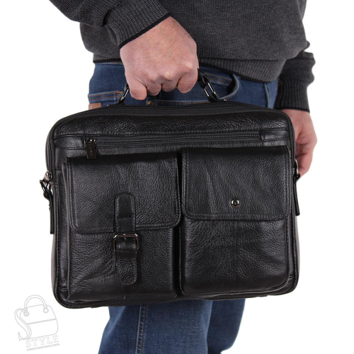 Портфель мужской кожаный 66303LG black Fuzhibiao