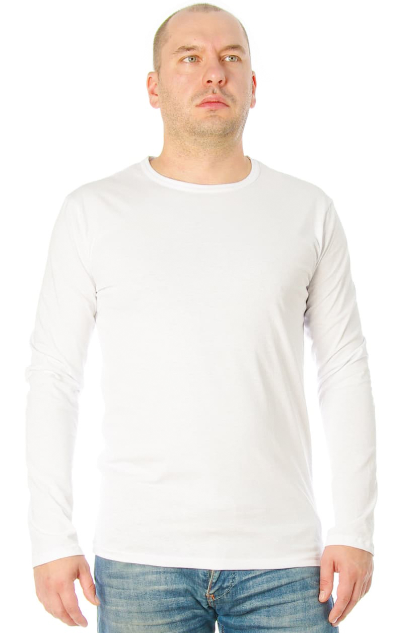 Футболка однотонная длинный рукав (белый)
