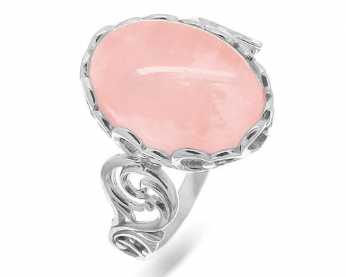 Кольцо из серебра розовый кварц, СПН4046