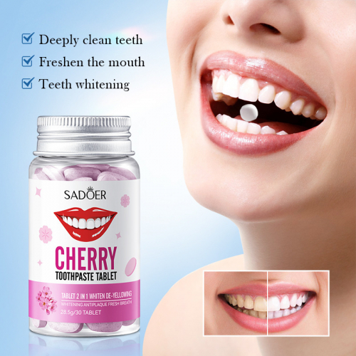 Зубная паста в таблетках отбеливающая с ароматом сакуры SADOER CHERRY Toothpaste Tablet, 30 шт