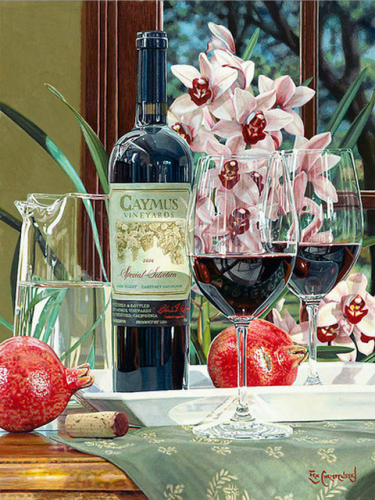 GX 26826 Натюрморт вино, орхидея и гранаты