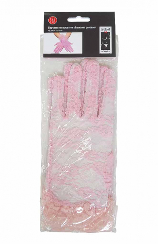 Перчатки гипюровые с оборками розовые