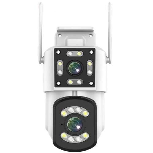 Поворотная наружная IP камера видеонаблюдения с двумя объективами и ИК-подсветкой, 355 градусов оптом