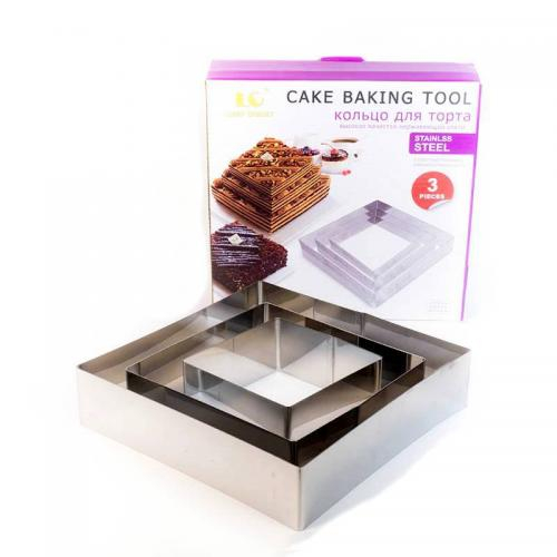 Набор форм для выпечки Cake Baking Tool квадрат 3 шт оптом