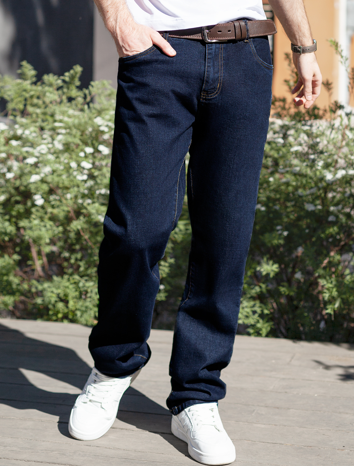 Ст.цена 2490р Прямые джинсы из эластичного денима U54.002 темно-синий