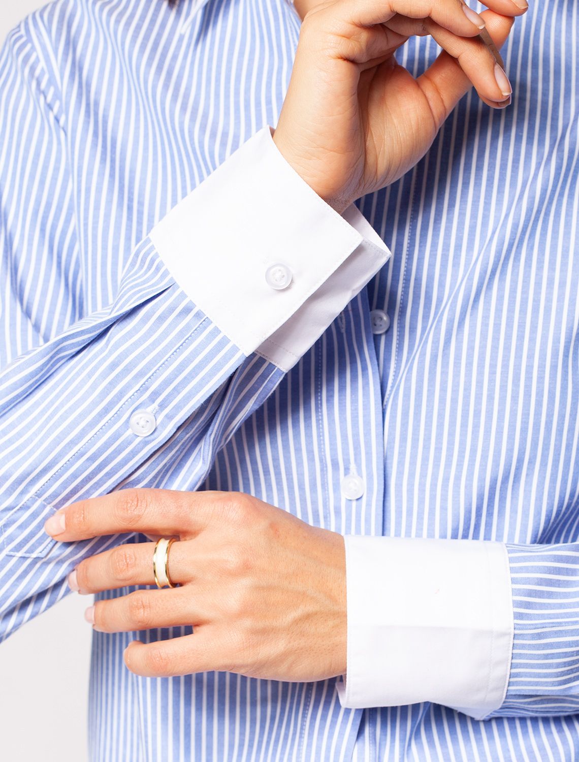 Блузка прямого силуэта D29.226 голубой-белый