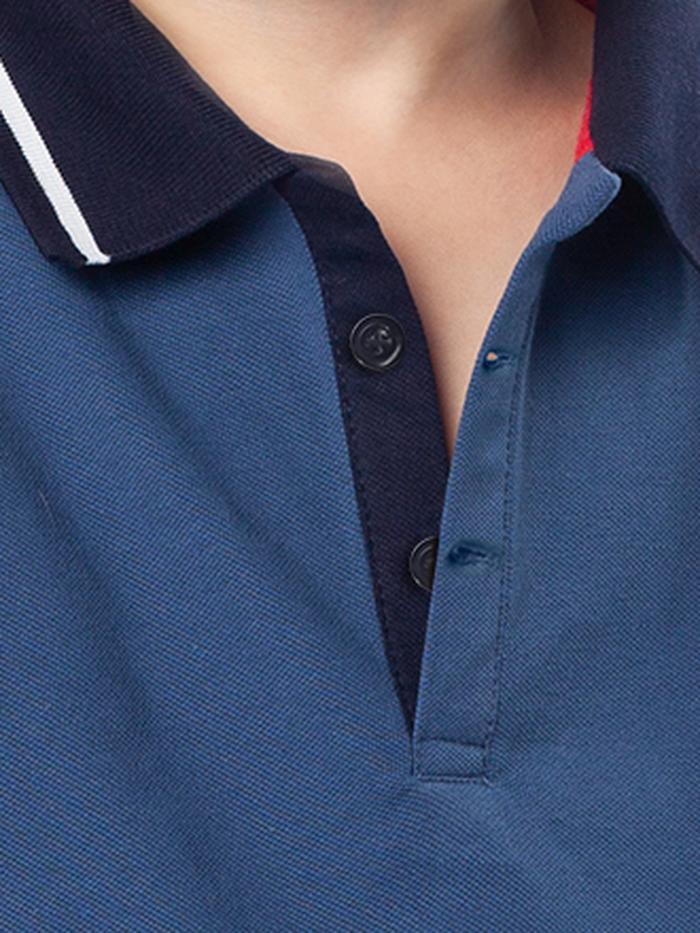 Ст.цена 1090р Футболка-поло из трикотажа пике с эластаном M49.387 светло-синий