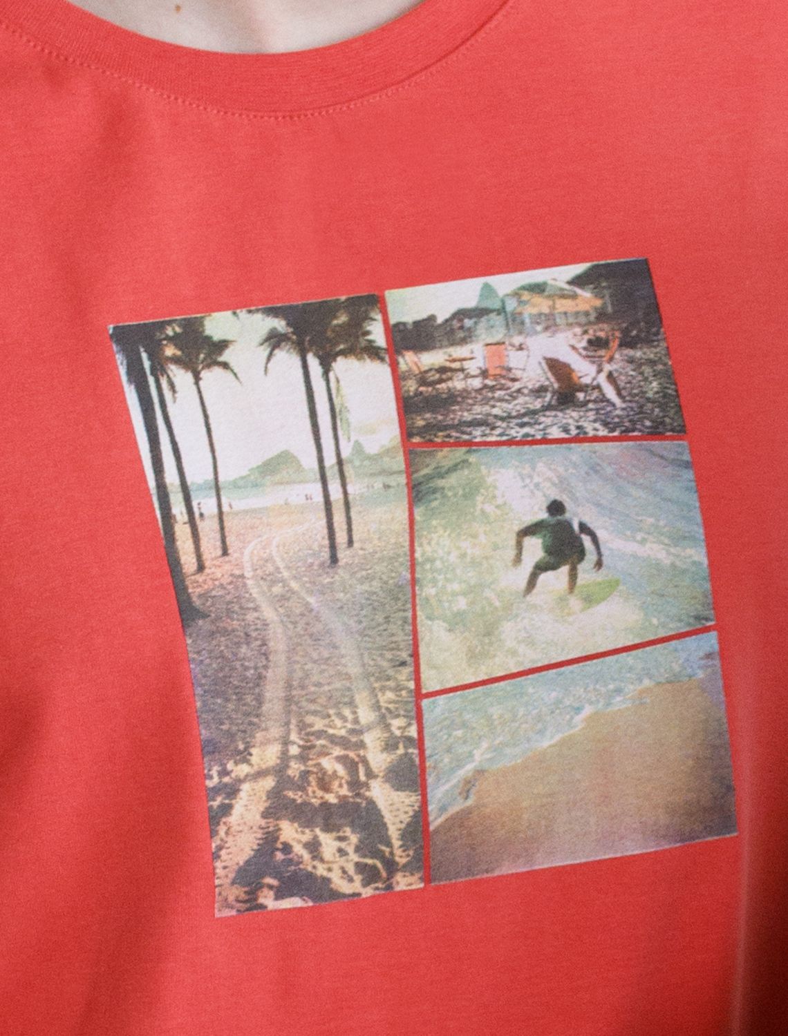 Ст.цена 1090р Футболка мужская коралловая с принтом U49.004 коралловый_surf_collage