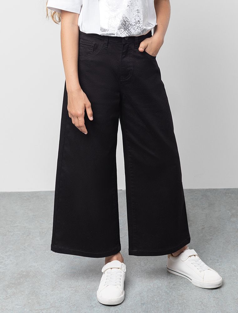 Ст.цена 1890р Брюки-кюлоты из хлопкового твила с эластаном F24.118 черный