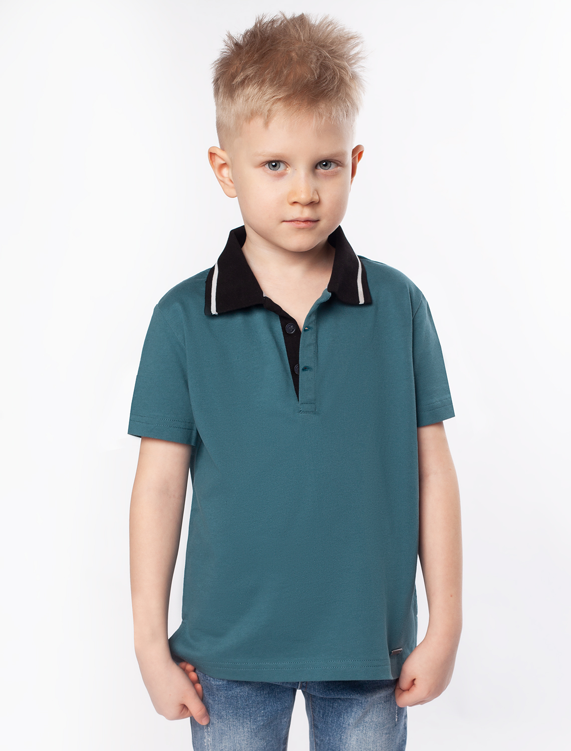 Ст.цена 1090р Футболка-поло из трикотажа пике с эластаном M49.387 полынь