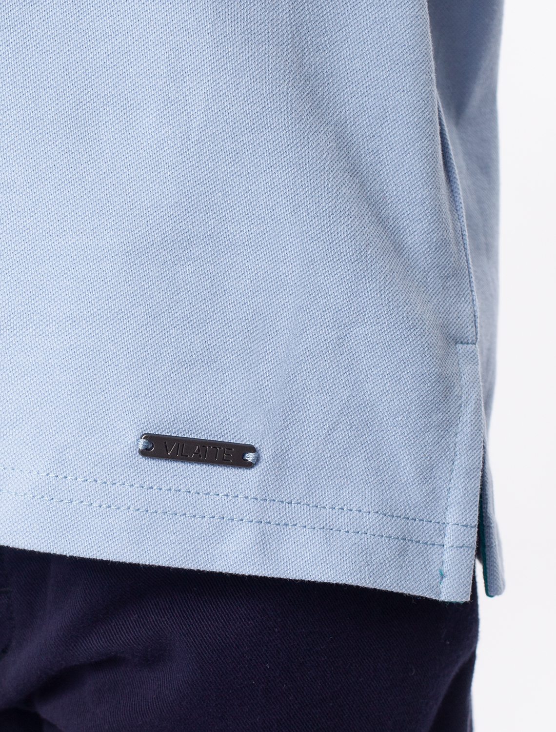 Ст.цена 1090р Футболка-поло из трикотажа пике с эластаном M49.387 голубой