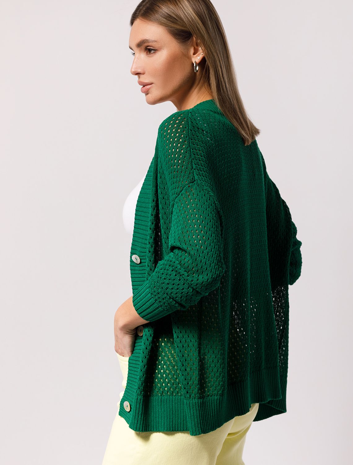 Летний жакет из гладкой вискозы с лиоцеллом D31.385 зеленый