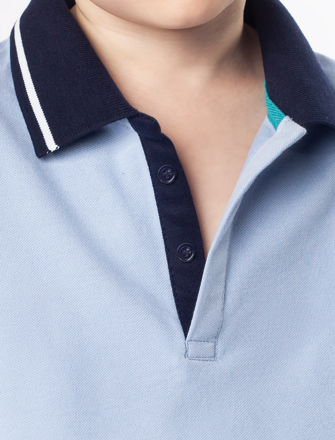 Ст.цена 1090р Футболка-поло из трикотажа пике с эластаном M49.387 голубой