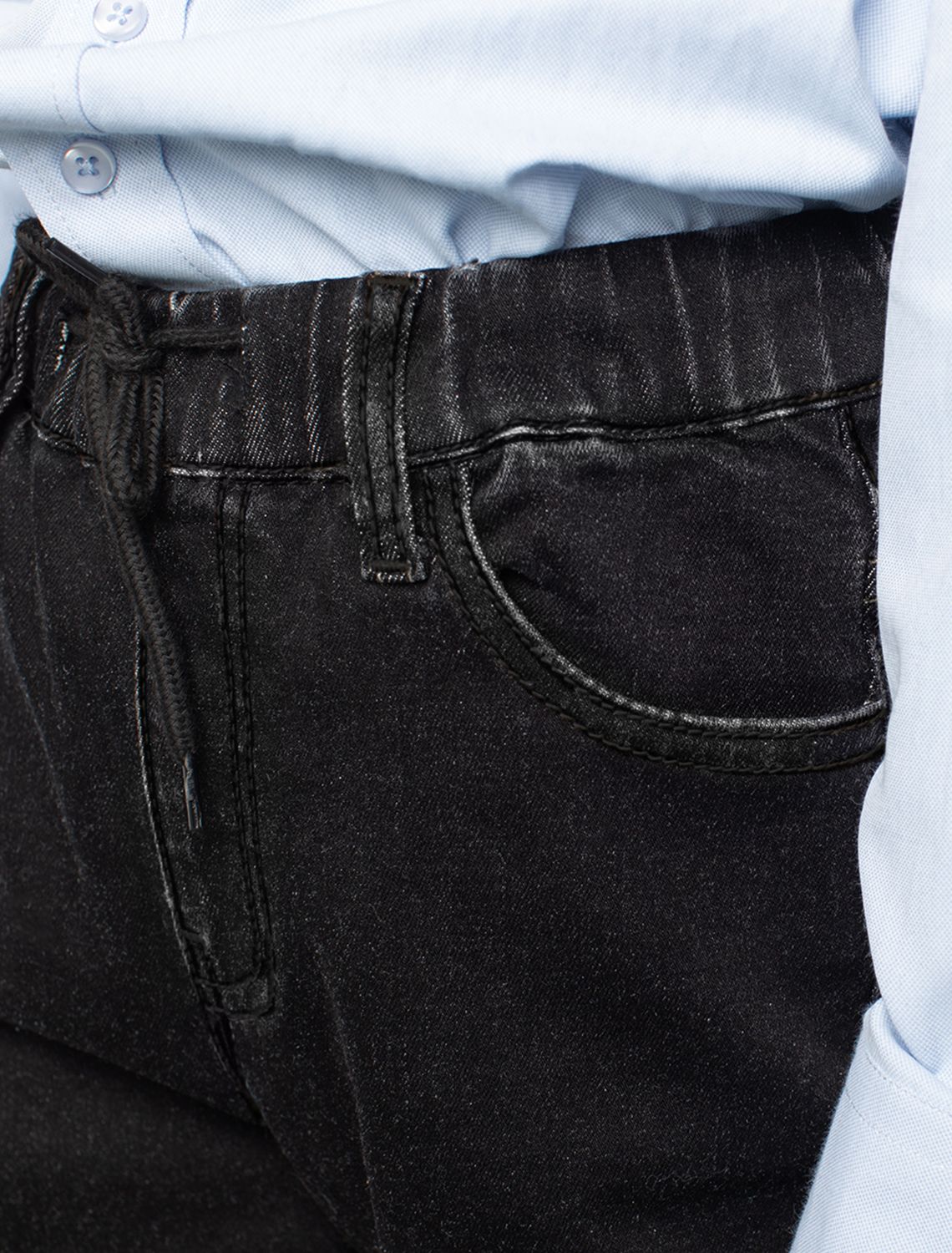 Ст.цена 2090р Эластичные джинсы с поясом на резинке M54.073 черный